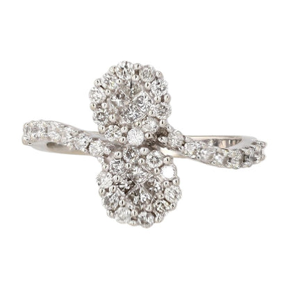 1/2 Ct 14K White Gold Round And Square Diamond Accent Bypass Band