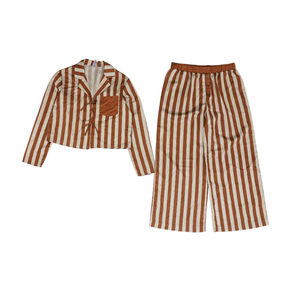 Brown Striped Pajama Set