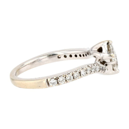 14K White Gold Toi et Moi W/ Round Diamond Engagement Ring