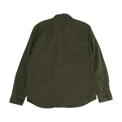Green Solid Long Sleeve Button Down
