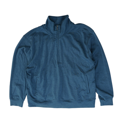 Blue Solid 1/4 Zip Pullover