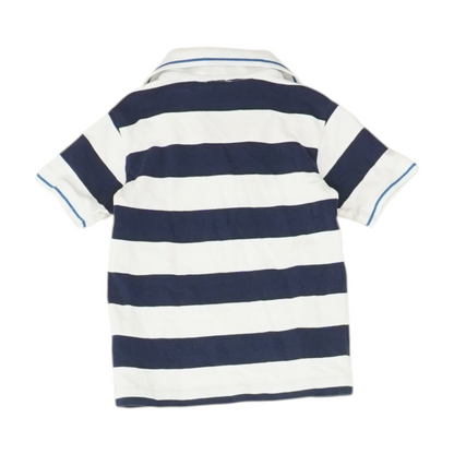 White Striped Short Sleeve Polo
