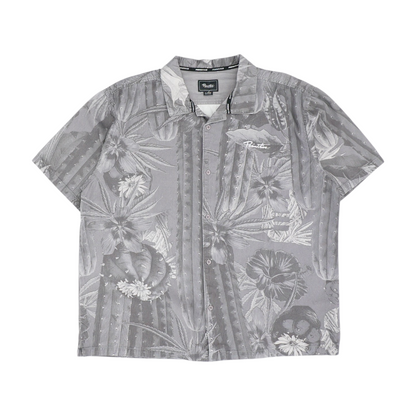 Gray Graphic Short Sleeve Button Down