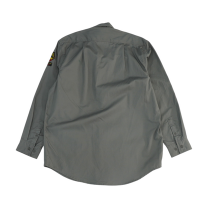 Gray Solid Long Sleeve Button Down