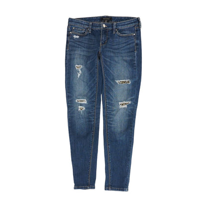 Blue Solid Skinny Leg Jeans