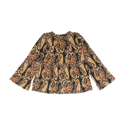 Black Paisley Long Sleeve Blouse