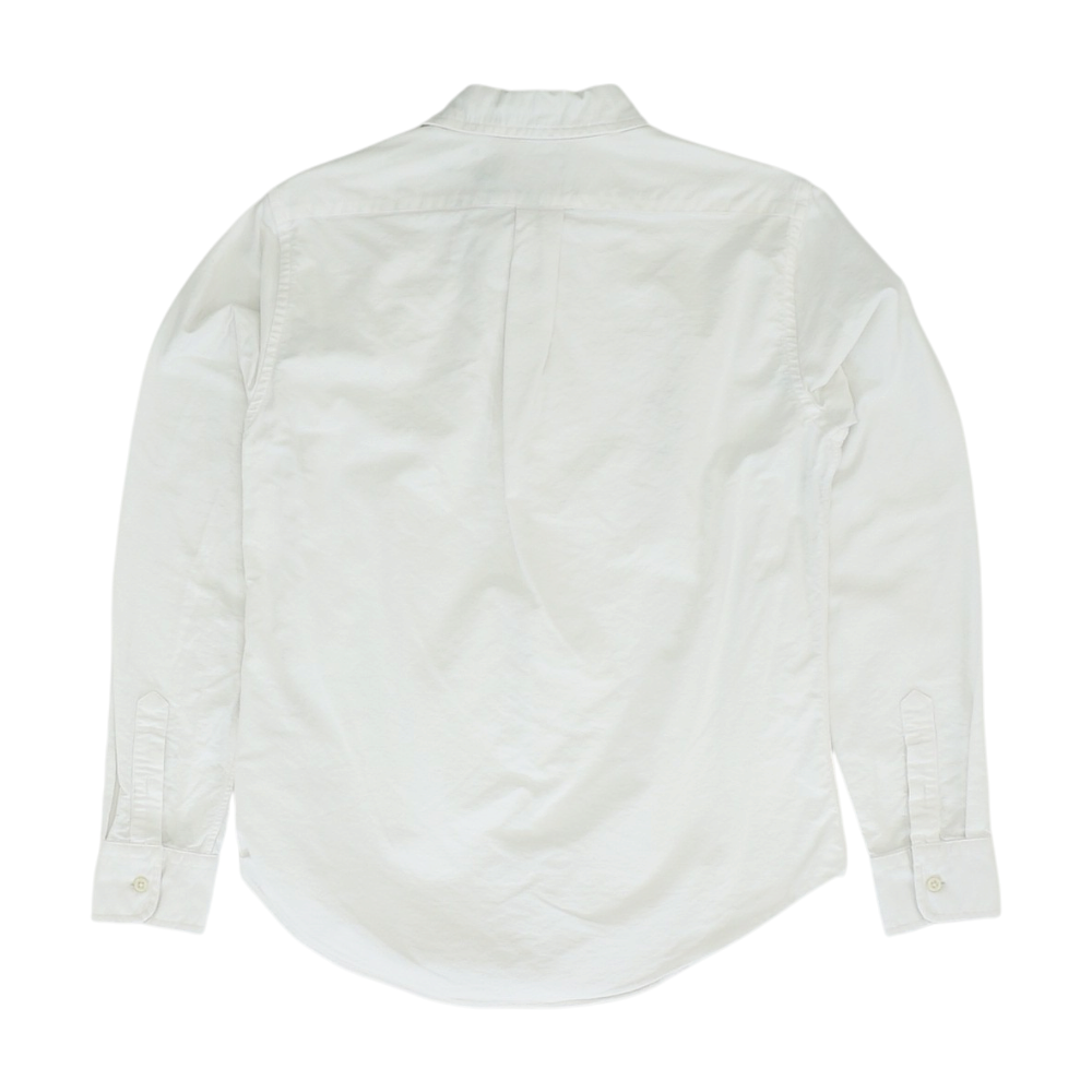 White Solid Long Sleeve Button Down