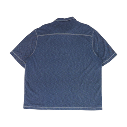 Blue Solid Short Sleeve Polo