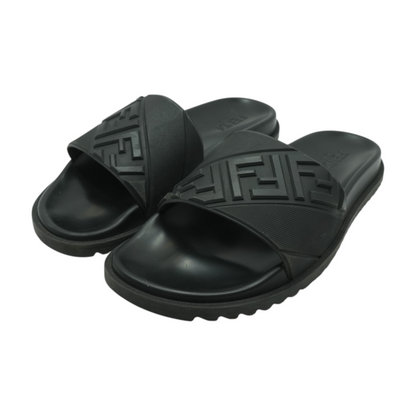 Fendi Black 7X1377 Rubber Slides – Image 1