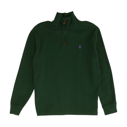 Green Solid 1/4 Zip Pullover