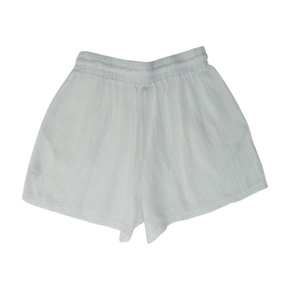 White Solid Knit Shorts