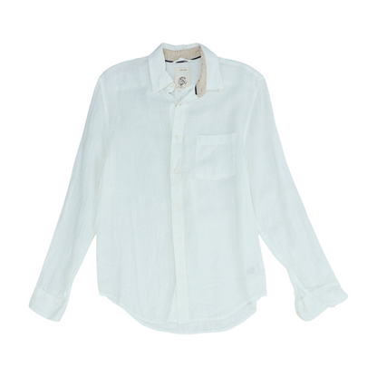 White Solid Long Sleeve Button Down