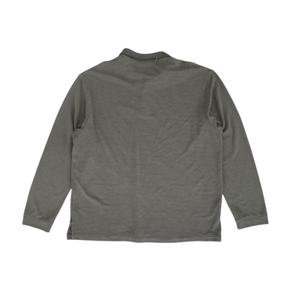 Olive Striped Long Sleeve Polo