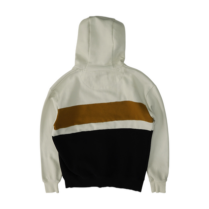 White Color Block Hoodie Pullover