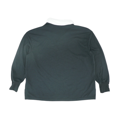 Black Solid Long Sleeve Polo