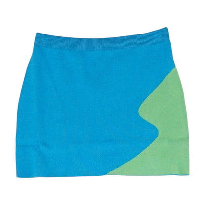 Blue Color Block Mini Skirt