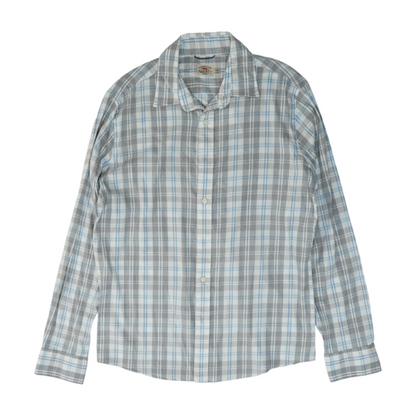 White Plaid Long Sleeve Button Down