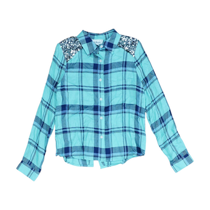 Blue Plaid Long Sleeve Button Down