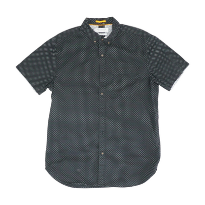 Black Polka Dot Short Sleeve Button Down