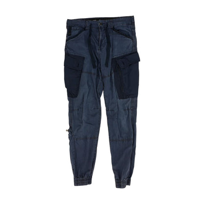 Blue Solid Cargo Pants