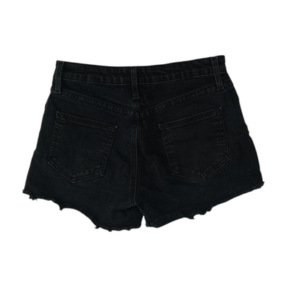 Black Solid Denim Shorts