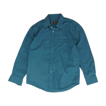 Teal Solid Long Sleeve Button Down