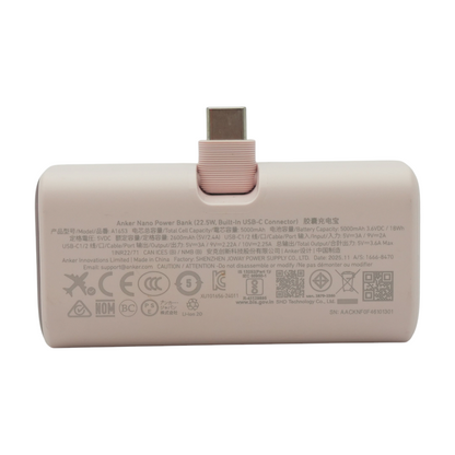 Nano 22.5W Power Bank With Built-In USB-C Connector