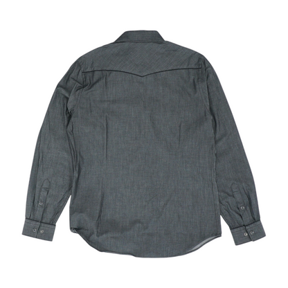 Gray Solid Long Sleeve Button Down