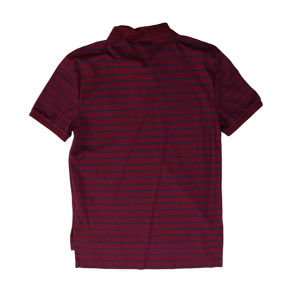 Maroon Striped Short Sleeve Polo