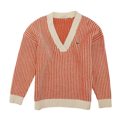 Orange Striped Pullover Sweater