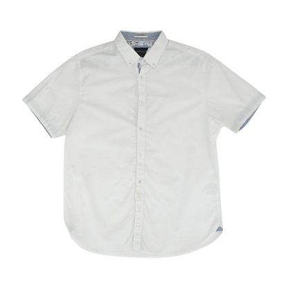 White Polka Dot Short Sleeve Button Down