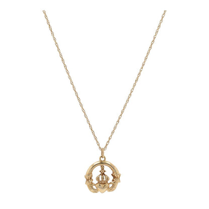 14K Gold Claddagh Pendant Necklace