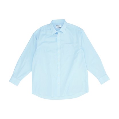 Blue Solid Long Sleeve Button Down