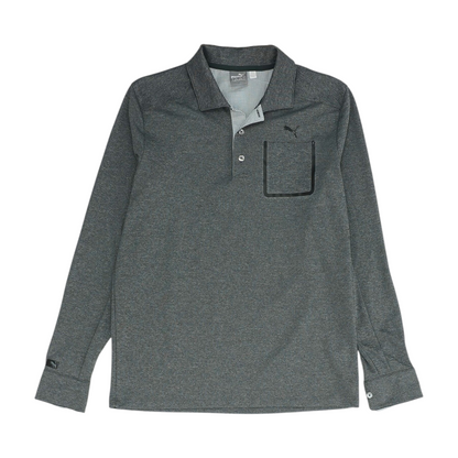 Gray Solid Long Sleeve Polo