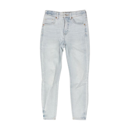 Blue Solid High Rise Skinny Leg Jeans