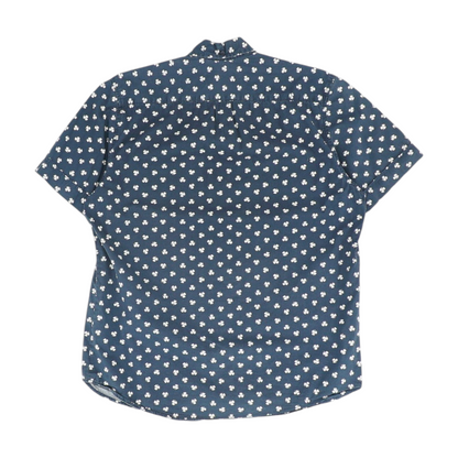 Navy Print Short Sleeve Button Down