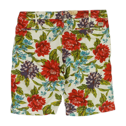 White Floral Chino Shorts