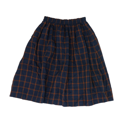 Navy Plaid Midi Skirt