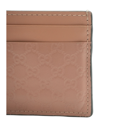 Pink Microguccissima Signature Leather Card Case