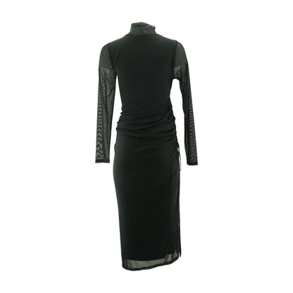 Black Solid Midi Dress
