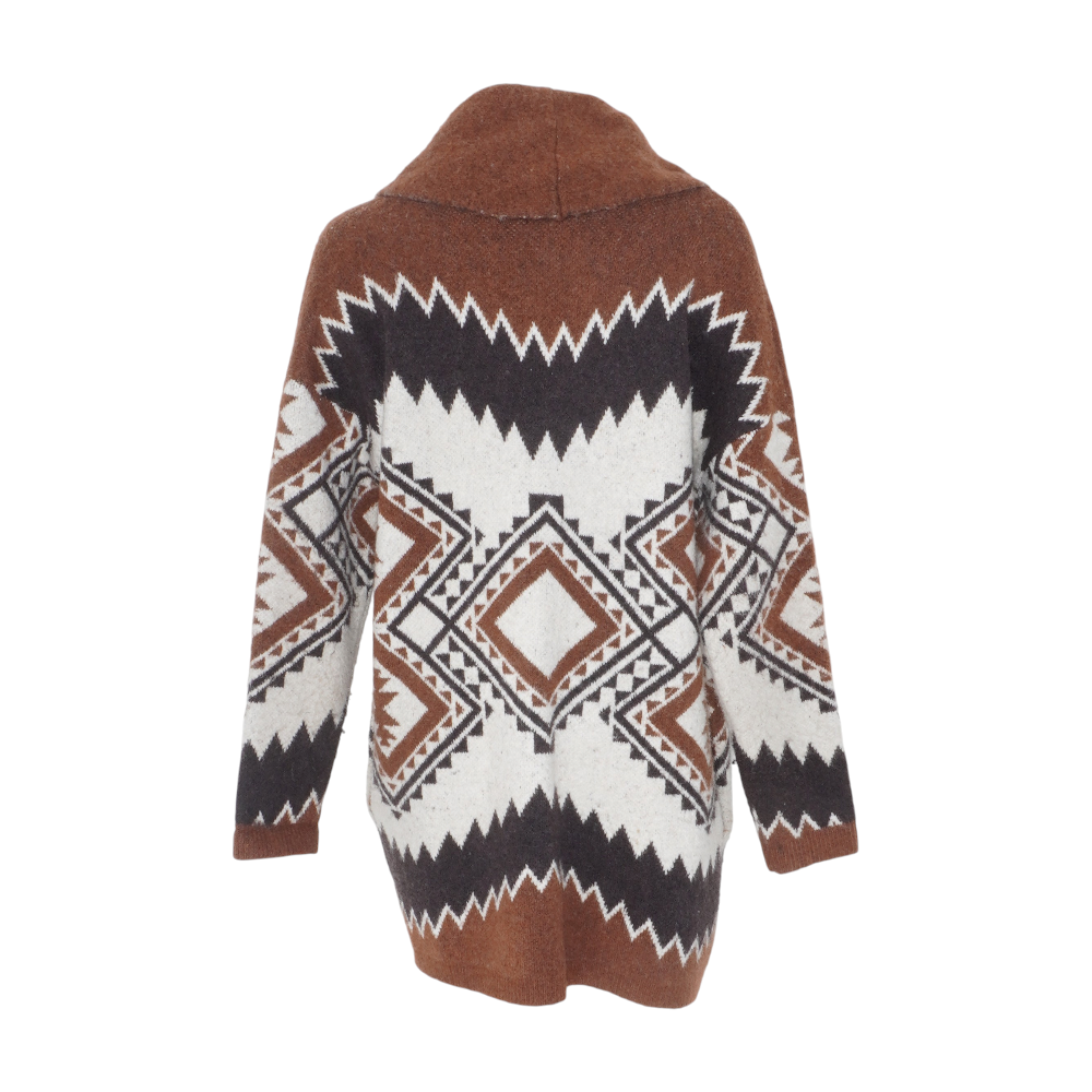 Brown Graphic Cardigan Sweater