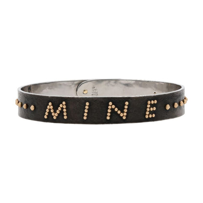 Small Stainless Steel MINE With 14K Accents Bangle Bracelet