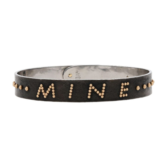 Small Stainless Steel MINE With 14K Accents Bangle Bracelet