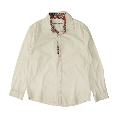 White Solid Long Sleeve Button Down