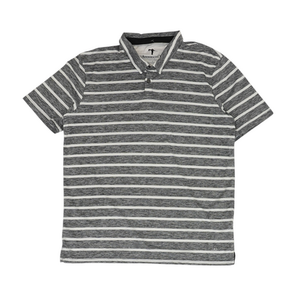 Gray Striped Short Sleeve Polo