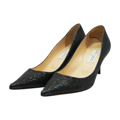 Black Romy Pumps in Black Glitter Finish 60