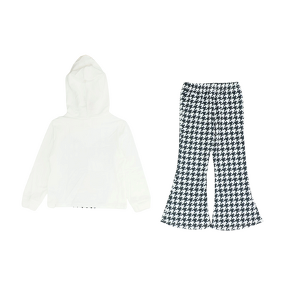 White Houndstooth Long Sleeve Set