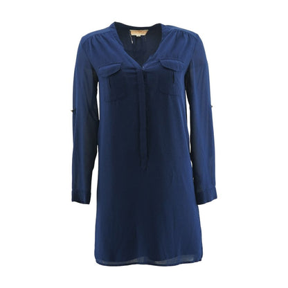 Blue Solid Mini Dress