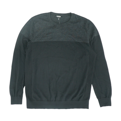 Gray Color Block Pullover Sweater