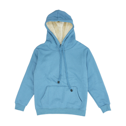 Blue Solid Hoodie Pullover